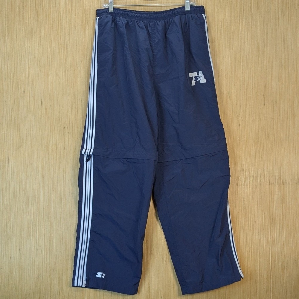 Starter Vintage Y2K Mens Blue Striped Zip Off Short Track Pants Large Blokecore